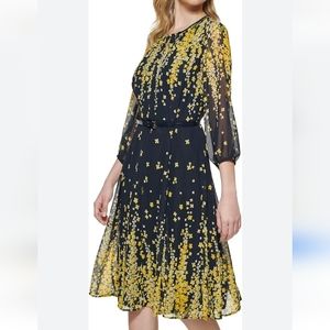 Tommy Hilfiger Women's Keyhole High Neck Midi Dress